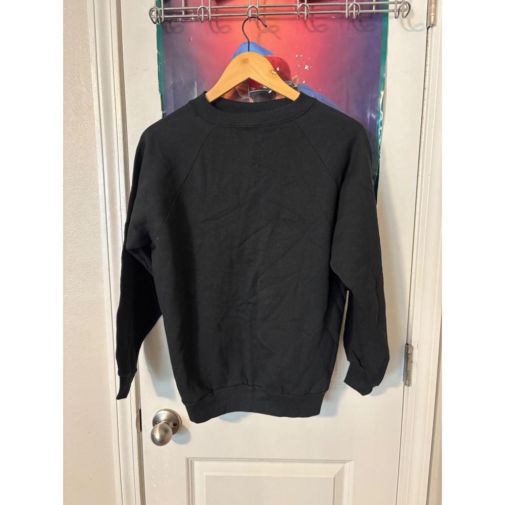 Vintage Hanes Her Way Black Raglan Sweatshirt Made in USA Crewneck Medium